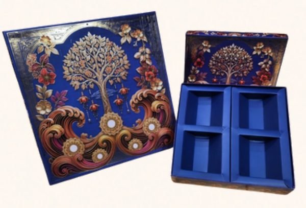 Box code 854 — Dry Fruit Kappa Top Bottom with Paper Bag (9X9), premium packaging box by Shree Shyam Baba Packers